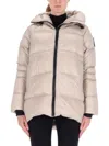 Canada Goose Ivory Puffer Jacket With High Collar In Pink