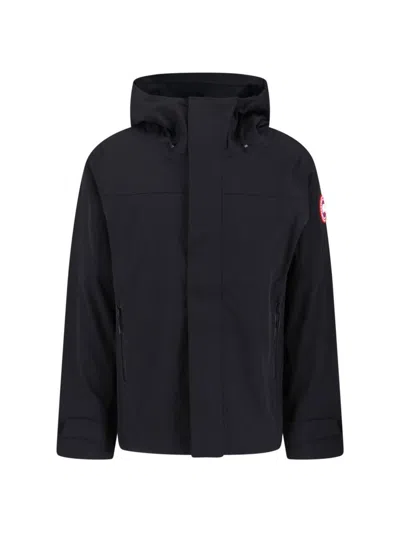 Canada Goose Hooded Long Sleeve Jacket Side Pockets In Blue
