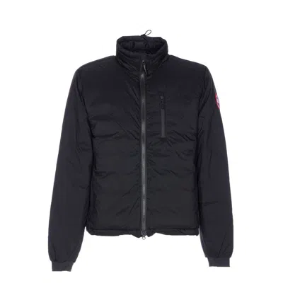 Canada Goose Lodge Hood Jacket Quilted Design Pockets In Blue