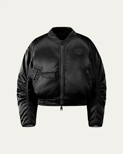 Canada Goose Jade Down Satin Bomber Jacket In Black