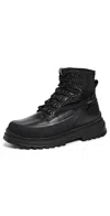 Canada Goose Keystone Rubber-trimmed Leather And Twill Boots In Black