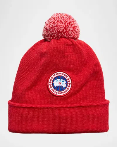 Canada Goose Kid & Apos;s Logo Patch Pompom Hat In White