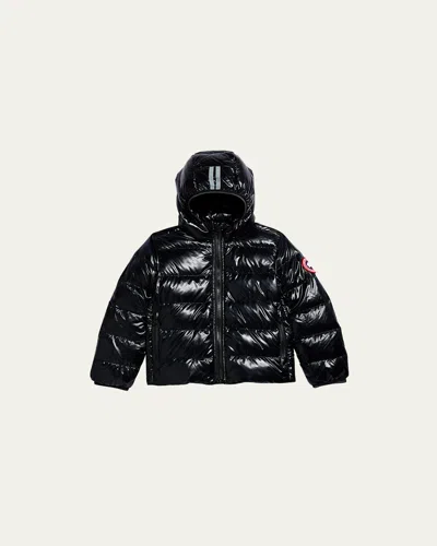 Canada Goose Kid's Crofton Striped Logo Quilted Jacket In Noir