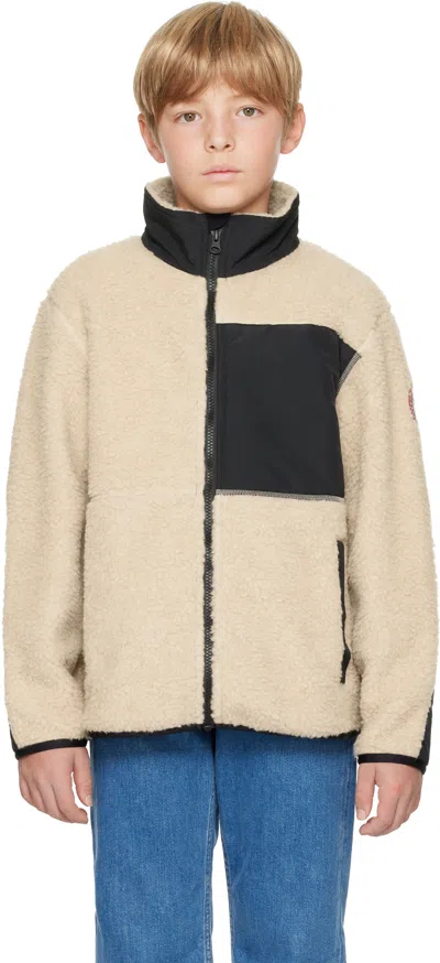 Canada Goose Kids Beige Simcoe Zip Up Fleece Sweater In 950 Light Tan