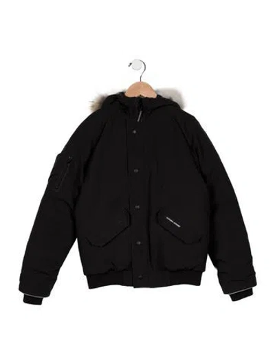 Pre-owned Canada Goose Kids Fur-trim Jacket In Black