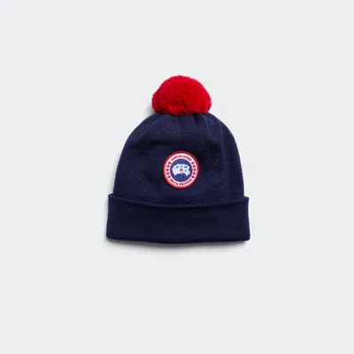 Canada Goose Kids Merino Pom Toque In Blue