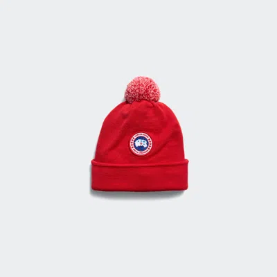 Canada Goose Kids Merino Pom Toque In Red