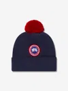 CANADA GOOSE KIDS WOOL POM POM HAT ONE SIZE BLUE