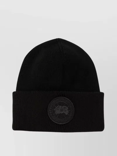 Canada Goose Knit Folded Cuff Hats In Black