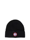 Canada Goose Ribbed Texture Cuffed Hats With Folded Cuff In Black
