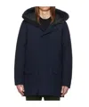 Canada Goose Navy Blue Logo Detail Parka Jacket In Black