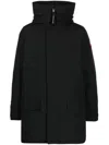 Canada Goose Long Hooded Parka Coat Featuring Pockets In Black