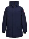 Canada Goose Navy Blue Logo Detail Parka Jacket In Blue