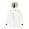 Canada Goose Logo Long-sleeved Hooded Down Jacket In White