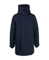 Canada Goose Navy Blue Logo Detail Parka Jacket In Black