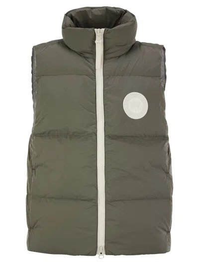 Canada Goose Lawrence - Padded Gilet With White Logo In Green