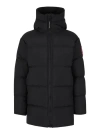 Canada Goose Lawrence Mid-thigh Length Down Jacket With Black Logo In Navy