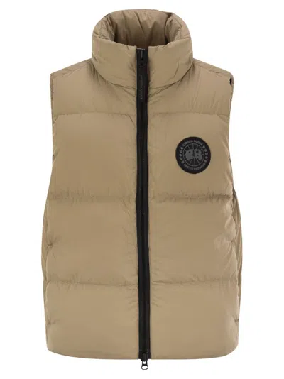 Canada Goose Lawrence - Padded Gilet With Black Logo In Beige