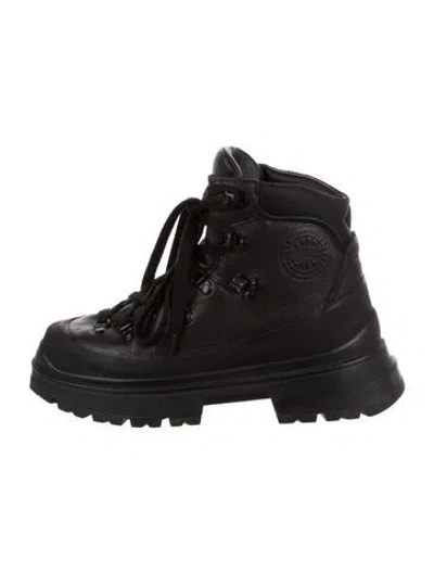 Pre-owned Canada Goose Leather Combat Boots In Black