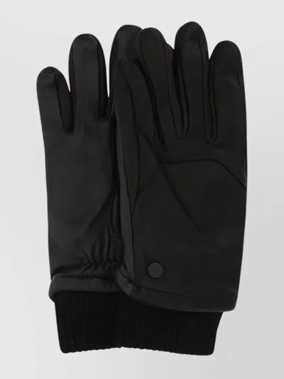 Canada Goose Leather Full-finger Workman Gloves With Ribbed Cuff In Black