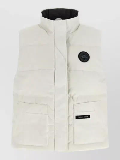 Canada Goose Legacy High Collar Vest Front Pockets In White