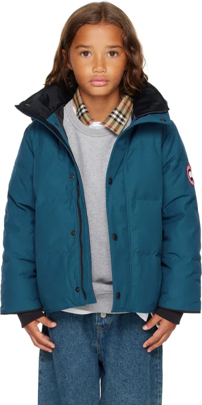 Canada Goose Little Kids Blue Snowy Owl New Edition Down Parka In Green