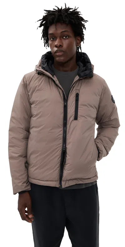 Canada Goose Lodge Black Disc Hooded Jacket Taupe Grey In Brown