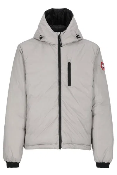 Canada Goose Lodge Hooded Down Jacket In Grey