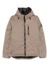 Canada Goose Lodge Black Disc Hooded Jacket Taupe Grey In Brown