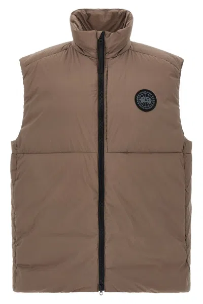 Canada Goose High Collar Sleeveless Vest And Pockets In Brown