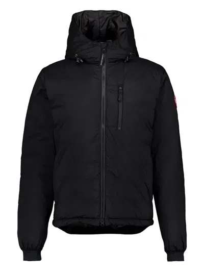 Canada Goose Lodge Packable Windproof 750 Fill Power Down Hooded Jacket In Black