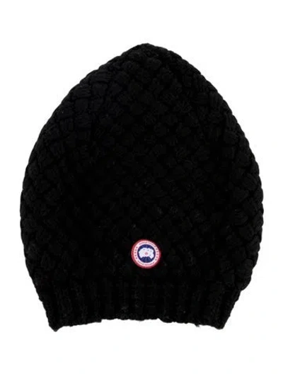Pre-owned Canada Goose Logo Beanie Hat In Black