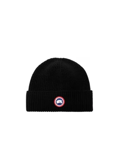 Canada Goose Logo Beanie Hat In Black