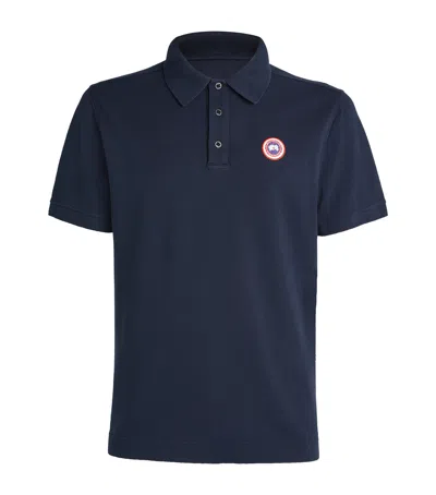 Canada Goose Men Beckley Polo Shirt In Structured Cotton In Blue