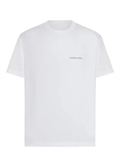 Canada Goose Cotton Logo Crew Neck Graphic T-shirt In White