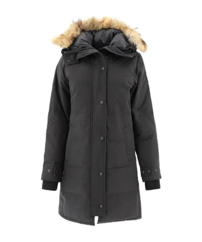 Canada Goose Logo Design Down Jacket In Black