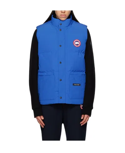Canada Goose Logo Down Vest In Blue
