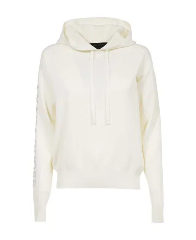 Canada Goose Logo Drawstring Hoodie In White