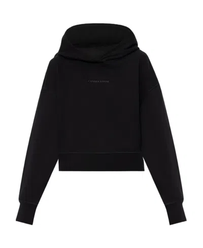 Canada Goose Womens Muskoka Rubberised-branding Cotton-jersey Hoody Black