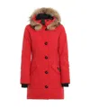 Canada Goose Logo Hooded Down Jacket In Red