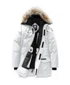 Canada Goose Logo Long-sleeved Hooded Down Jacket In White