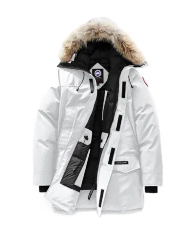 Canada Goose Logo Long-sleeved Hooded Down Jacket In White
