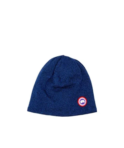 Canada Goose Logo-patch Beanie Hat In Blue