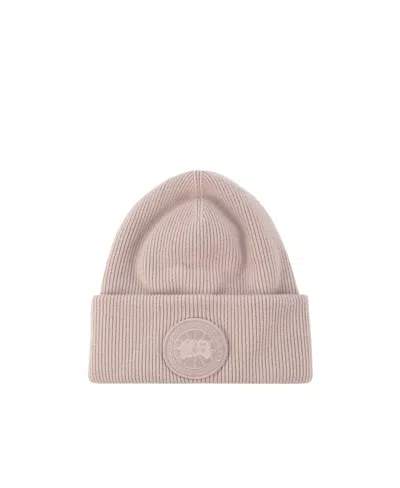 Canada Goose Logo-patch Cotton Beanie In Nude