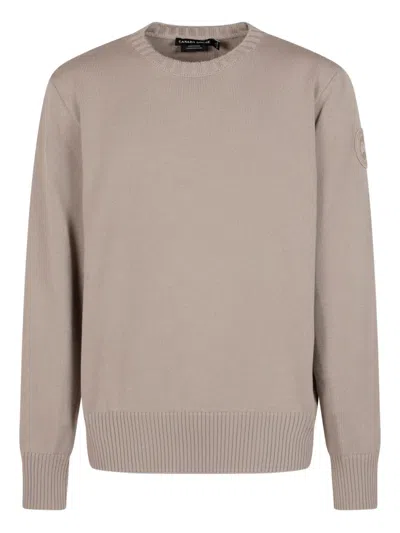 Canada Goose Logo-patch Crew-neck Sweater In Brown