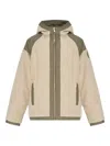 Canada Goose Hooded Shearling Effect Jacket With Contrast Panels In Neutral