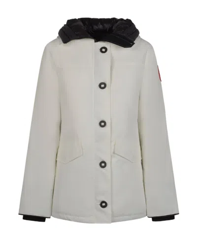 Canada Goose Logo-patch Hooded Parka In Gray