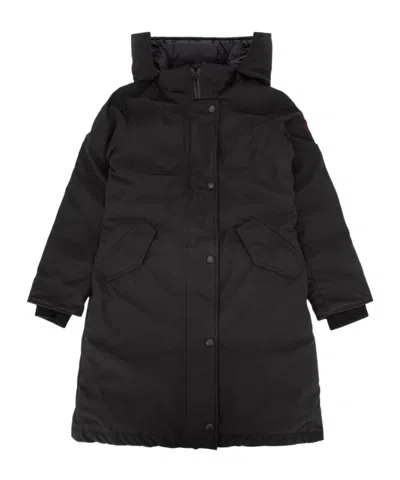 Canada Goose Logo-patch Padded Midi Coat In Black