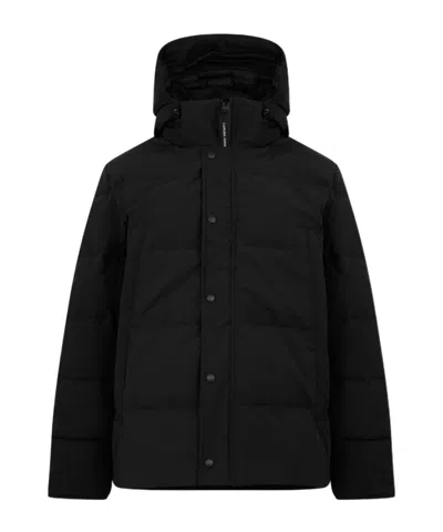 Canada Goose Logo Patch Parka Down Jacket In Black