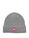Canada Goose Logo-patch Ribbed Beanie In Gray